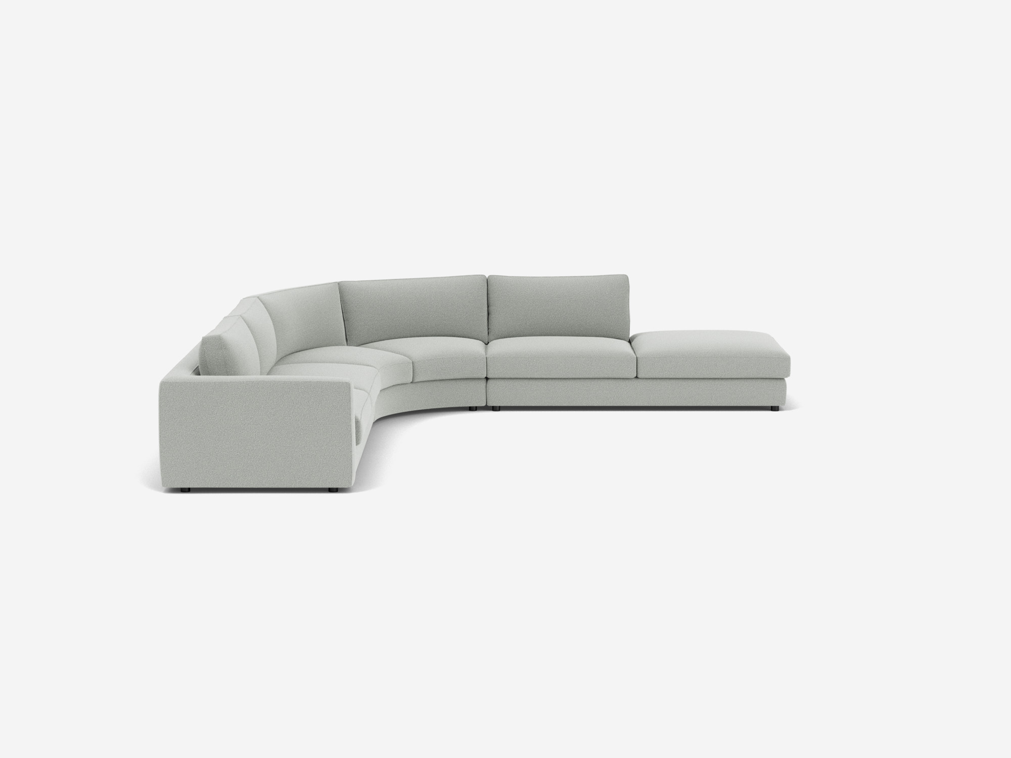 Side view of right hand facing light grey sectional sofa